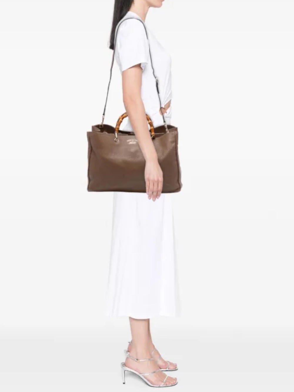 Gucci Large Calfskin Bamboo Handle Tote